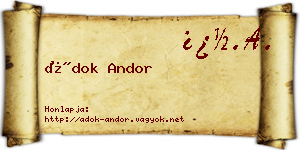 Ádok Andor névjegykártya